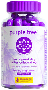 purple tree frasco frontal mostrando etiqueta y beneficio de recuperación