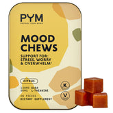 PYM envase frontal mostrando masticables cítricos y beneficios inmediatos