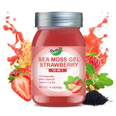 QANLOI envase frontal del gel de sea moss fresa, presentación clara y atractiva
