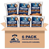 Quaker frente del empaque mostrando pack de seis bolsas y beneficio portátil