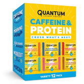 Quantum Energy Squares empaque frontal mostrando 12 unidades y beneficios nutricionales
