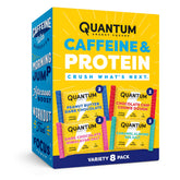 Quantum Energy Squares frente del empaque mostrando variedad, práctico para llevar