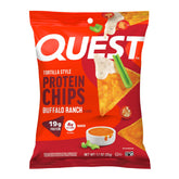 Quest paquete Buffalo Ranch frente mostrando diseño y beneficio proteína alta