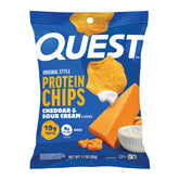 Quest frontal del paquete mostrando diseño y beneficios proteicos