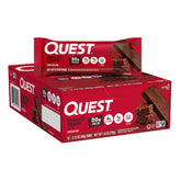 Quest empaque frontal de Chocolate Brownie mostrando el conteo de proteína 20g y beneficio saciedad