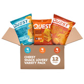 Quest pack frontal mostrando los 12 sobres individuales y variedad de sabores
