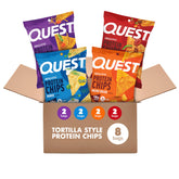 Quest embalaje frontal del pack variado con cuatro sabores y conveniencia