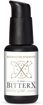 Quicksilver Scientific BitterX vista frontal del envase y etiqueta, presentación clara