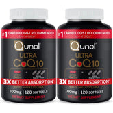 Qunol frasco frontal Ultra CoQ10 100 mg, fácil identificación y beneficio de absorción