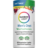 Rainbow Light Men's One+ presentación frontal mostrando estuche y botella, ayuda a elección informada