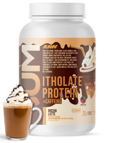 RAW frasco frontal Mocha Latte mostrando etiqueta y beneficios visibles