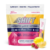 Real Ketones frente del empaque mostrando 30 sobres y beneficio de portabilidad