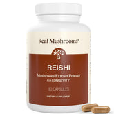 Real Mushrooms frasco frontal mostrando etiquetado orgánico y confianza