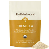 Real Mushrooms frasco frontal mostrando diseño y cantidad, ideal para rutinas diarias