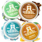 Rebel Supplements lata frente mostrando diseño y beneficio portátil