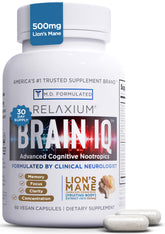 Relaxium BrainIQ vista frontal del envase mostrando diseño y cantidad