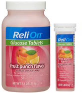 ReliOn Glucose frasco de 50 tabletas fruit punch, recarga práctica inmediata