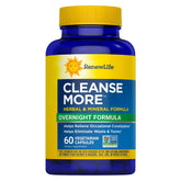 Renew Life envase frontal mostrando Cleanse More y beneficios nocturnos