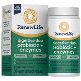 Renew Life frasco frontal mostrando etiqueta y conteo 30 cápsulas beneficios digestivos