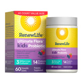 Renew Life frente del envase mostrando frasco y etiqueta clara beneficios