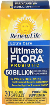 Renew Life frontal del envase mostrando 50 mil millones y beneficios