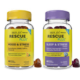 RESCUE gomitas Day & Night frasco frontal muestra el pack y beneficios