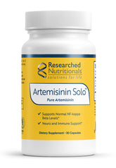 Researched Nutritionals frasco frontal mostrando etiqueta clara y beneficio de pureza
