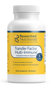 Researched Nutritionals frasco frontal mostrando la etiqueta y la cantidad de 90 cápsulas, claridad visual del producto