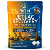 Reset Jet Lag Recovery Patch frontal del envase mostrando portabilidad