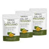 Resilia Oil Of Oregano vista frontal del empaque mostrando cantidad y beneficios