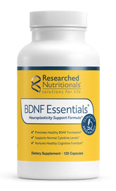 Researched Nutritionals frasco frontal mostrando la marca y beneficio cognitivo