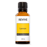 REVIVEEO botella frontal mostrando el aceite esencial de limón, envase práctico