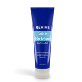 REVIVEEO envase frontal de Sore No More 4 oz, presentación clara y práctico