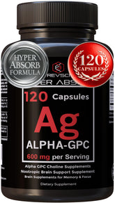 Revolution Science envase frontal de Alpha GPC mostrando dosis clara y beneficio cognitivo