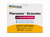 Rising Floranex frente del empaque mostrando presentación en 12 sobres y conveniencia