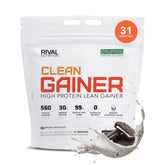 RIVAL NUTRITION gainer frente mostrado en envase atractivo y claro