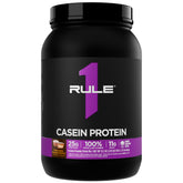 Rule 1 Proteins frasco frontal mostrando sabor Chocolate Peanut Butter y tamaño