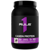 Rule 1 Proteins bote frontal con sabor Cookies & Crème mostrando etiqueta clara y beneficios