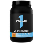 Rule 1 Proteins frontal del envase mostrando sabor Salted Caramel y beneficios