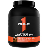 Rule 1 Proteins envase frontal Chocolate Peanut Butter mostrando la marca y beneficios