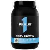 Rule 1 Proteins envase frontal Cookies & Crème mostrando diseño y beneficio práctico