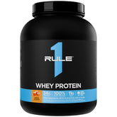 Rule 1 Proteins envase frontal Salted Caramel mostrando 67 porciones y marca