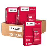 RXBAR vista frontal del empaque mostrando sabor fresa y beneficios