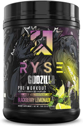 RYSE Up Supplements envase frontal mostrando diseño y sabor BlackBerry Lemonade