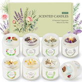 SAEUYVB set frontal de 8 velas mostrando frascos esmerilados y colores