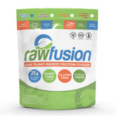 SAN Rawfusion frente del envase mostrando 4 lb y sabor Vainilla Bean, visual claro