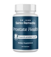 Santo Remedio frasco frontal mostrando la presentación y beneficio de soporte prostático