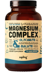 sapling vista frontal del envase del Magnesium Glycinate Complex, transmite confianza
