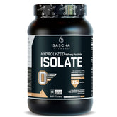 SASCHA FITNESS frente del envase mostrando sabor caramelo y beneficio de proteína rápida