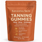 Savanna Skin envase frontal mostrando beneficio de brillo natural